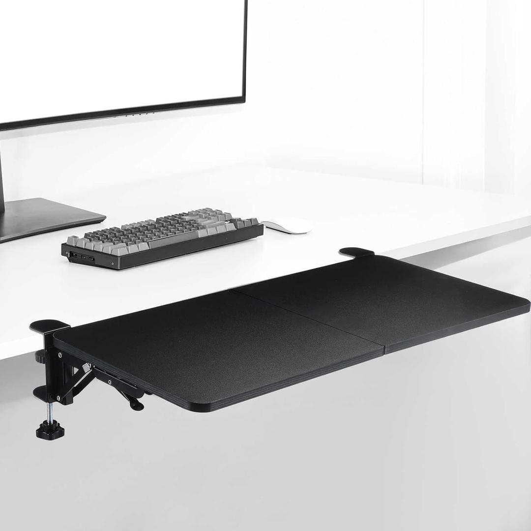 Yaocom Desk Extender Tray, 24 x 12 Inch Desk Extension, 90 Foldable Keyboard Tray Platform for Table Mount Arm Rest Shelf Foldable Drawer for Dorm, Office, Kitchen Bar, Rv Countertop, Black