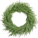 XmasExp Norfolk Pine Wreath 15 INCH Real Touch Artificial Evergreen Realistic Faux Plain Christmas Wreath for Front Door, Mantles, Windows