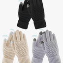 Womens Touch Screen Gloves Winter Warm Knit Fleece Lined Gloves Elastic Cuff Texting Mittens Gifts