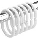 Amazer White Shower Curtain Hooks Rings, 24 Pcs Plastic Shower Curtain Rings, Plastic Shower Curtain Hooks for Bathroom Shower Rod, White Shower Hooks Rings Loops for Shower Curtain