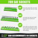 SUNHZ MCKP SUNHZMCKP Socket Organizer Set 3 Piece, Magnetic Socket Holder Kit Includes 1/2 in, 3/8 in, 1/4 in Drive SAE Socket Trays, Holds 68 Shallow and Deep Sockets Slots, Standard Hole Size