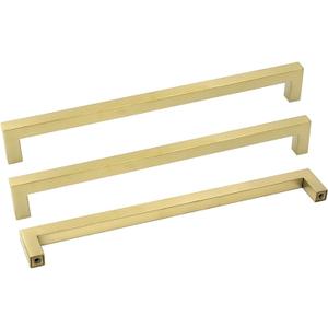 goldenwarm Antique Brushed Brass Modern Cabinet Hardware 10in Drawer Handles - LSJ12GD256 Pack of 5 Top Drawer Pulls for Kitchen Bedroom Bathroom Closet (10in hole centers)