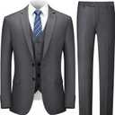 Cooper & Nelson 3 Piece Mens Suit Set 2 Button Slim Fit Suits for Men Business Wedding Party Tuxedo Jacket Vest Pants and Tie (40R/Medium, Dark Grey)