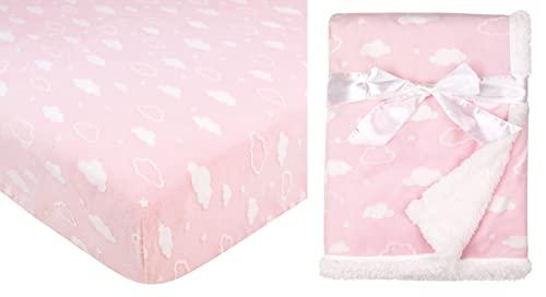 American Baby Company Heavenly Soft 1 Piece Chenille/ Receiving Blanket (30" x 35"), 3D Cloud Pink, for Boys and Girl