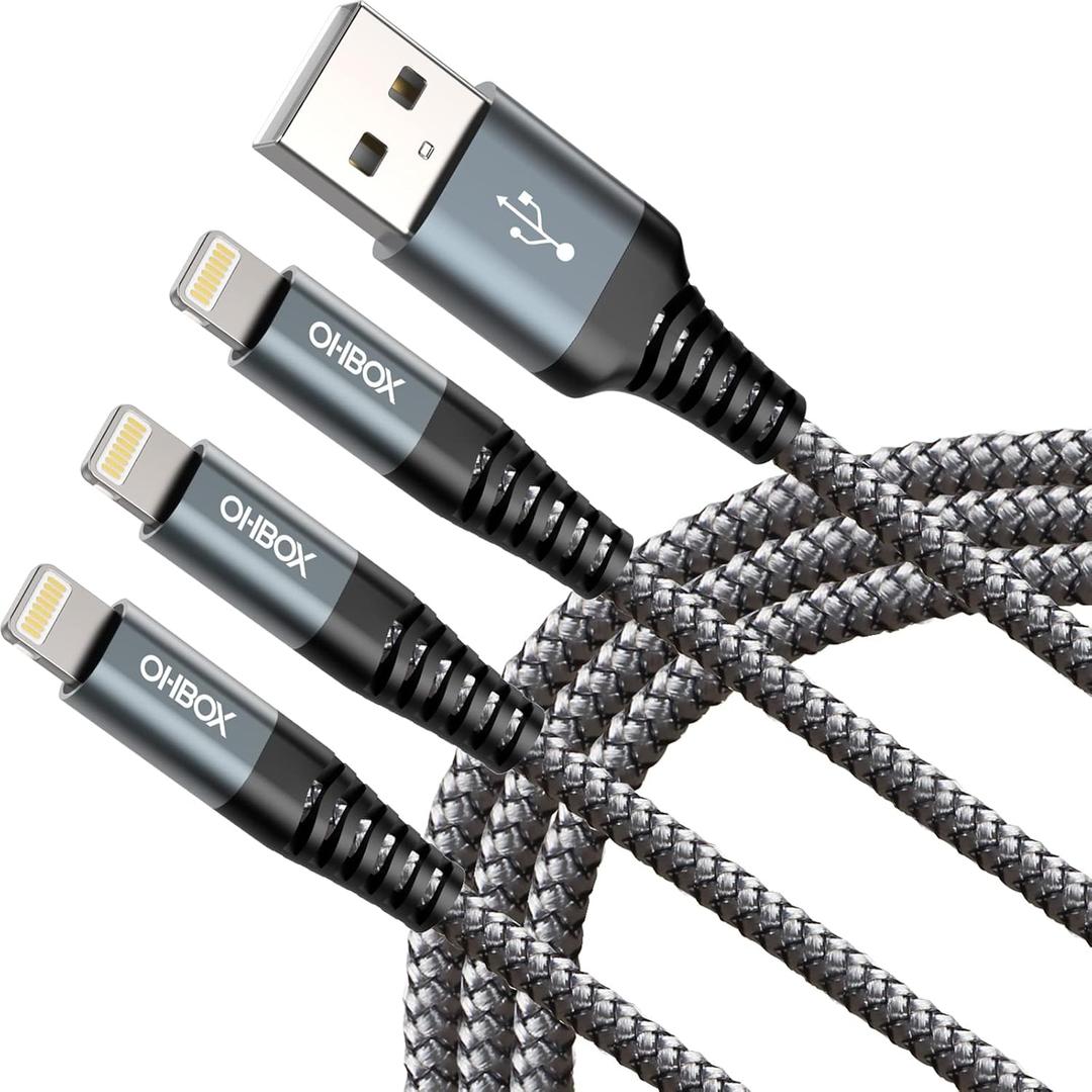iPhone Charging Cable 6FT, 3Pack [Apple MFi Certified] USB to Lightning Cables Fast Charging, iPhone Charger Cord iPhone USB Cable Compatible with iPhone 14 13 12 11 Pro Max Plus 8 7 6 iPad and More (Grey)