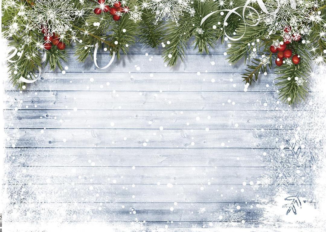 Winter Christmas Backdrop 7x5ft Snowflake and Pine Branch Wooden Wall Background White Snow Scene for Holiday Party Pphoto Booth Christmas Wall Decor 219