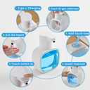 Automatic Liquid Soap Dispenser, 17oz/500ml Touchless Rechargeable with 4-Level Adjustable & IPX5 Waterproof - Level Display for Wall/Tabletop Use in Bathroom, Kitchen, White