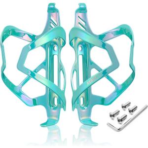 Corki Bike Water Bottle Holder, Bicycle Water Bottle Cage, 2-Pack Colorful Aqua