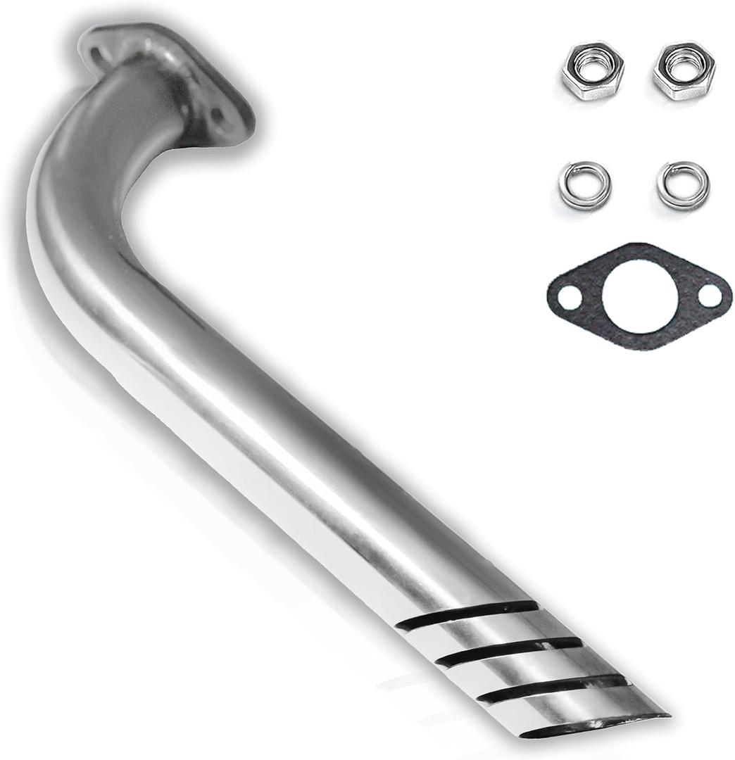 JMCHstore Header Exhuast Pipe Kit For Coleman CT200U BT200X KT196, Predator 212 Baja MB200 Doodlebug Mini Bike, Axis M200 212CC, Hisun 196cc Monster mega moto Engine, Go Kart (Silver)