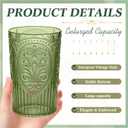100 Pcs 16 oz Vintage Plastic Drinking Water Glasses Bulk, Green, 3.1 inch /8 cm x 5.1 inch / 13 cm