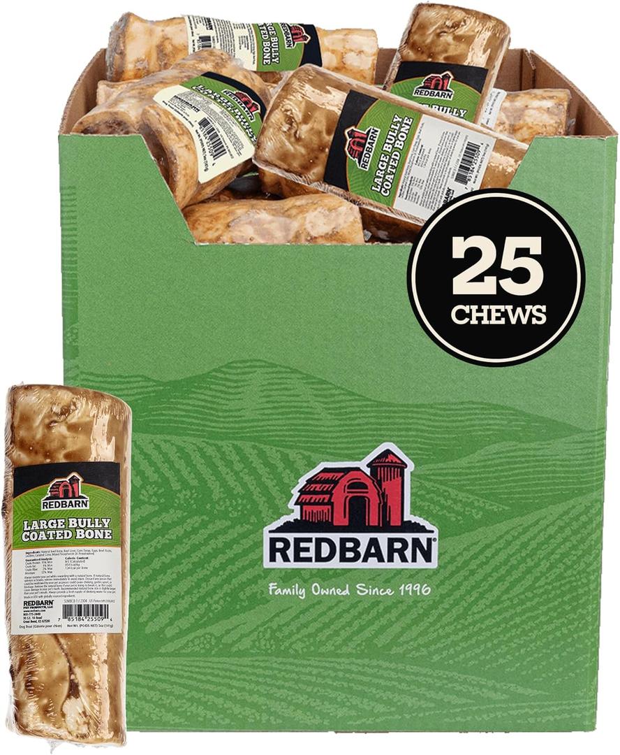 Redbarn Pet Products Bully Coated Large Dog Bone, 25-Count