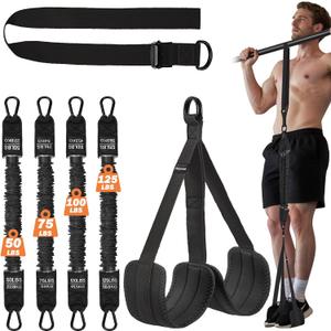 Pull Up Assistance Bands 50-350lbs, Heavy Duty Pull Up Workout Band with Feet Rest, Resistance Band for Pull Up Bar Bands, Pull Up Assist Band Strength Training Workout Equipment, Height Adjustable