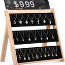 Necklace Display for Vendors, 3 Tier Foldable Jewelry Display Stand with 66 Slots, Wooden Chain Necklace Holder with Velvet for Selling, Jewelry Storage Organizer for Craft Show