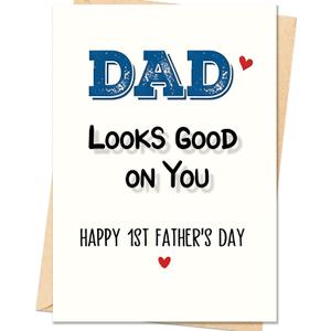 10 x First Fathers Day Card Gifts for New Dad, Funny 1st Father's Day Card Gift for New Dad Daddy Husband Father to be, Happy 1st Father's Day Cards Decorations from Baby