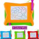 16pc Mini Magnetic Drawing Board, 4-Colors Travel Size Erasable Doodle Magna Board Toy, Small Writing Painting Sketching Pad, Educational Learning and Classroom Prizes for Toddler Boy Girl Kids Child