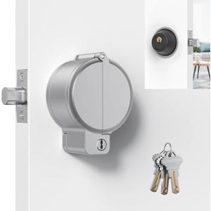 AST Round Deadbolt Lockout Device, No Drill Install, Protect Keyhole, Toddler Proof Deadbolt Cover, Safety Lock for Doors, Door Secure, Home Security Reinforcement (Matte Silver with Brass Keys)