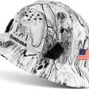 GREEN DEVIL Full Brim Hard Hat Vented Construction Safety Helmet OSHA Approved Cascos De Construccion ABS Work Hardhat for Men&Women 6 Point Adjustable Ratchet Suspension Custom Pattern Design
