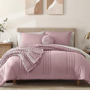 Monbix King Size Comforter Set - 7 Pieces Bed in a Bag King, Zephyr Bedding Sets with Comforter, All Seasons Comforter Bed Set with Sheets, Pillowcases & Shams