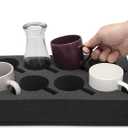 2-Pack, Foam Cup & Glass Holder Grey Sponge Tray, 8-Slot for Standard Mugs Sturdy Travel Drink Campervan Storage, Beverage Organizer for RV, Camper, Boat & Motorhome