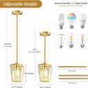 3 Pack Crystal Pendant Lights Kitchen Island - Modern Gold Pendant Light Mini Adjustable Hanging Pendant Lights for Kitchen Island Dining Room Foyer Hallway