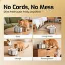 Wireless Cat Water Fountain Stainless Steel, 135floz/4L Battery Operated Automatic Pet Fountain, Cordless Cat Water Dispenser Pet Drinking Water Fountain for Multi cat Cats Dog Outdoor