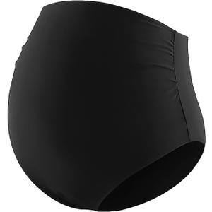 Bhome Maternity Bikini Bottoms Over Belly Bathing Suit Bottom Ruched Tankini Briefs Black Medium 