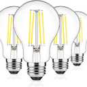Dimmable A19 LED Filament Bulb 60W Equivalent, 6W Vintage Edison Light Bulbs 5000K Daylight White 850 LM, Clear Glass, E26 Base, 4 Pack