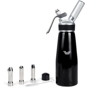 Whipped Cream Dispenser, 500ml Cream Whipper Whipped Cream Canister,Sturdy Aluminum Whipped Cream Maker with 3 Decorating Nozzles,Leak Resistant,Use Standard 8 Gram N2O Chargers (Not Included) (1 Pint-Black)