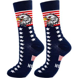 EVKILKJS American Flag Socks 4th of July Socks for Women Men Funny Pattern Middle Star And Stripe Patriotic Freedom Day Gifts (Blue)