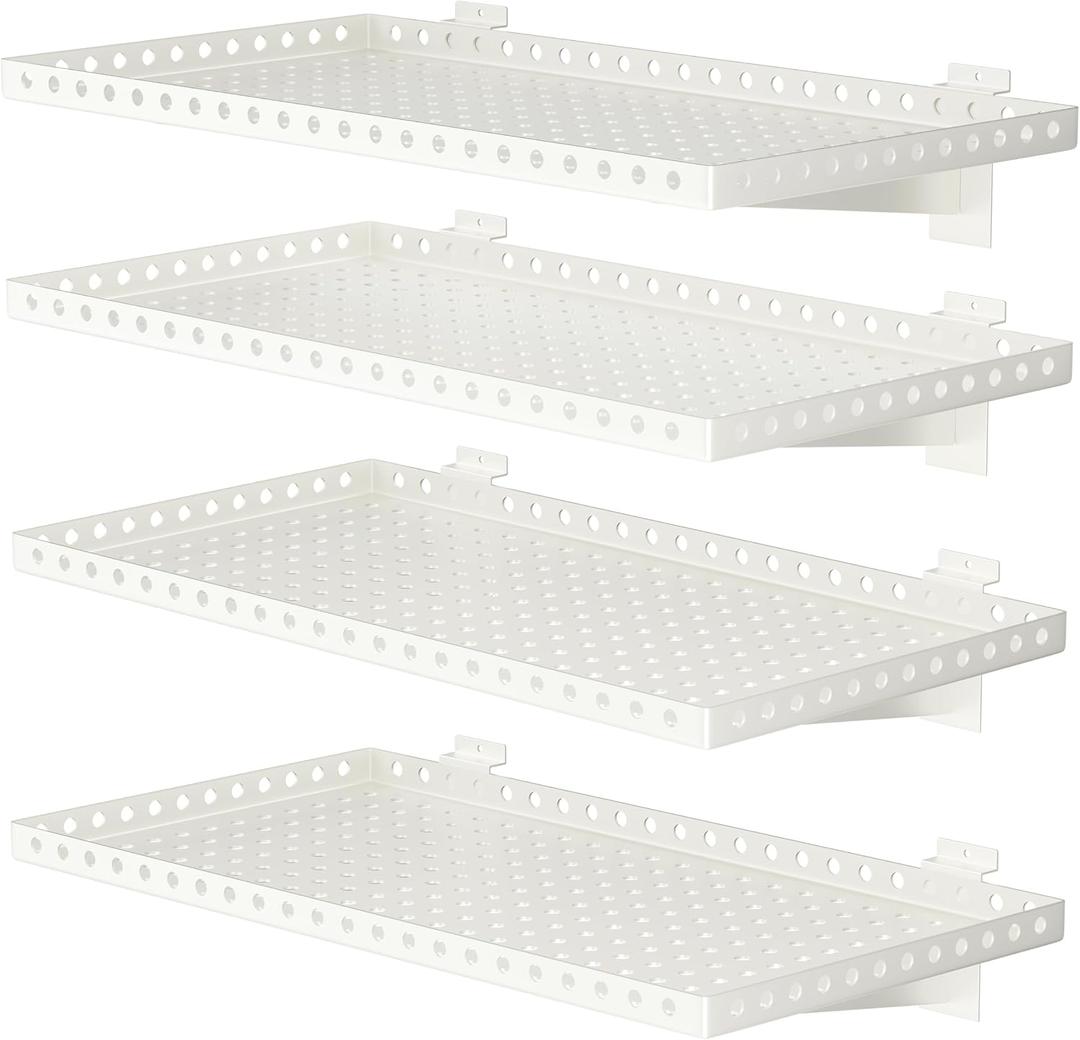 4 Pack Heavy Duty Slatwall Shelves 14 X 24 Inch, White