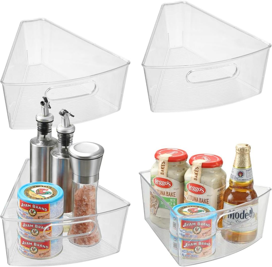 Lazy Susan Cabinet Organizer Corner Cabinet Organizer for 26" Diameter Plastic Kitchen Storage Bins 4 Pack