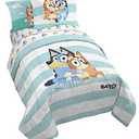 Jay Franco Bluey & Bingo 5 Piece Twin Size Bed Set - Includes Comforter & Sheet Set - Super Soft Kids Bedding Fade Resistant Microfiber (Official Bluey Product)