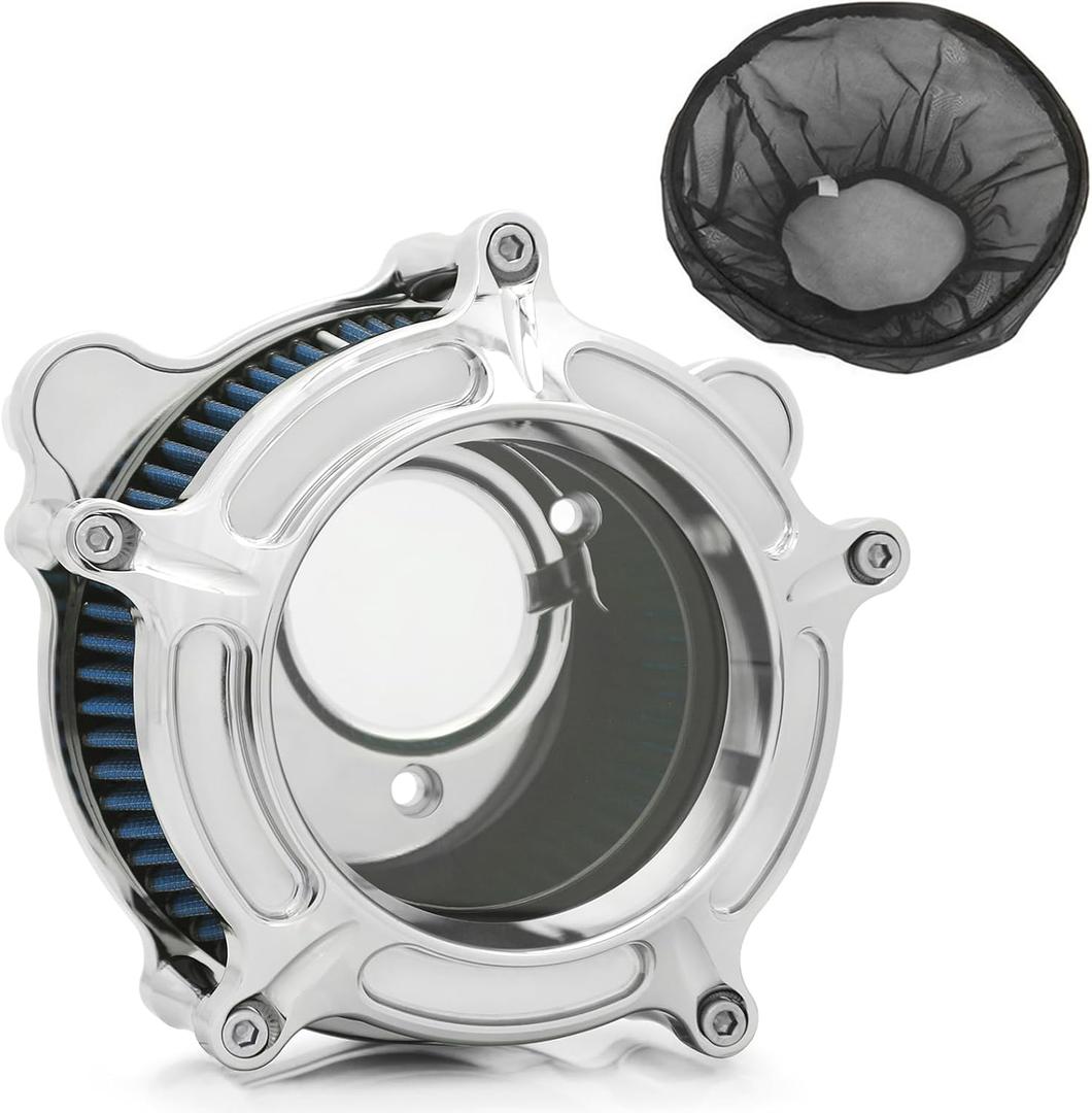 For harley davidson air cleaner filter sportster Touring street glide road king electra Dyna Softail motorcycle air intake (Chromed- blue filter, C-For Touring 2008-2016)