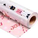 Yarcony Pink Nutcracker Christmas Wrapping Paper Jumbo Roll - 30 Inch X 100 Feet - Funny Reversible Pearly-Lustre Foil Gift Wrap w/Candy Cane Design for Chrsitmas Holiday Party Theater Present Decor