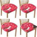 GORGECRAFT 4PCS Dining Room Chair Seat Covers Sweaters Socks Snowflakes Stretch Christmas Seat Cushion Slipcovers Red Removable Washable Elastic Ties Upholstered Chair Protector for Kitchen Office