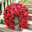 Ivydale Hibiscus Artificial Fake Hanging Flowers Plants for Outdoor Spring Decoration, 2PCS UV Resistant Faux Hibiscus Silk Flowers Realistic Look Real for Planters Outside Porch Patio Yard, Red