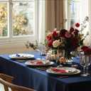 Pureegg Plastic Table Cloth Disposable 10 Pack, 52 x 70 Inch Table Cloths, Patriotic Decorations, Thanksgiving, Veterans Day Tablecloths, Rectangle, Plastic Cover, Waterproof & Sturdy, Navy Blue