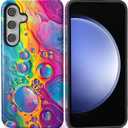 Case for Samsung Galaxy S24,Shockproof Hard Shell + Soft Silicone 2 in 1 Hybrid,Shockproof Bumper Drop Protective - Colorful Neon Bubbles