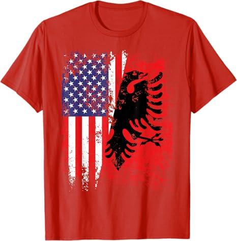 American Flag Shirt Patriotic USA Albania Flag T-Shirt,XS