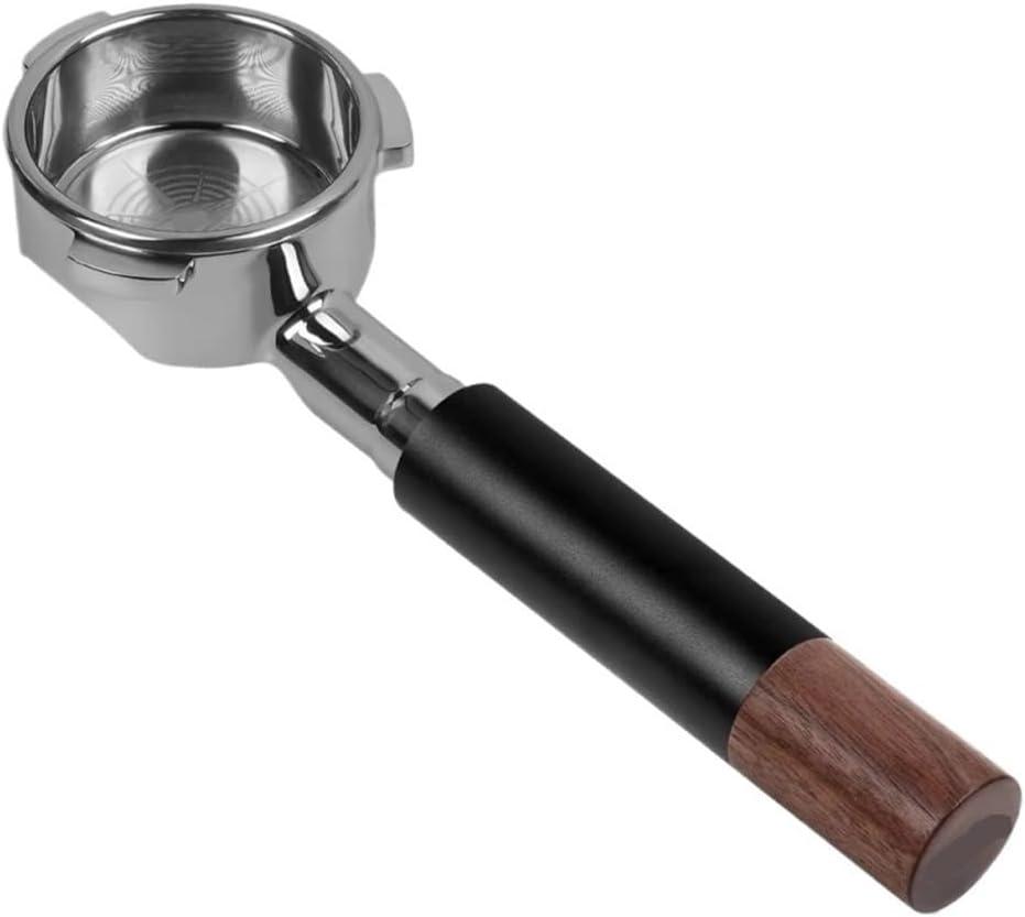 Openwork Bottomless Portafilter, Compatible For IKAPE, Stainless Steel And Walnut Espresso Handle Extraction Precision Basket(54mm Black)