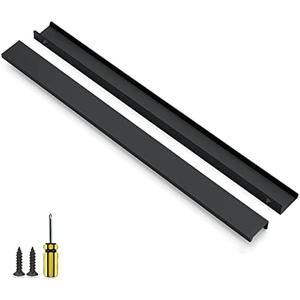 Ravinte 6 Pack Finger Pulls for Cabinets 400mm/15.75" Length Black Edge Pulls Matte Black Finger Cabinet Concealed Handles for Kitchen Drawer Tab Handle