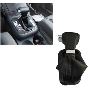 Automatic Car Shift Gear Knob Gaitor Leather Cover Shifter Lever Gear Stick Knob for Skoda VW Tiguan Touran Bora Passat (VW Leather)