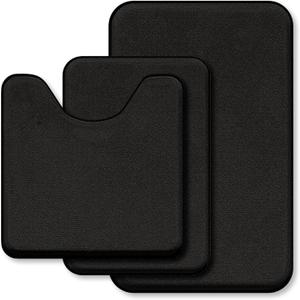 Black Bathroom Rug Set Memory Foam Bath Mats 3 Piece with Toilet Mats, Soft & Supportive, Shock Absorbing, Water Absorbent, Non-Slip Bath Rugs, Machine Washable, Area Rug, Home Decor Accessories (16 x 24 / 20 x 32 / 20 x 20 U)