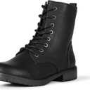 Amazon Essentials Women's Lace-Up Combat Boots (8, Black)