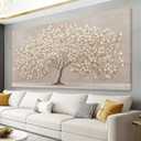 Abstract Canvas Wall Art Decorations White Brown Tree Wall Art 24" X 48"