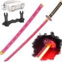 Zisu Light Up Demon Katana Sword - 40-Inch Katana with Rechargeable Battery - Full Kit with Sword Stand and Belt (Kokushibou)