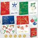 Decorably 24 Pack Foiled 6x4in Christmas Thank You Cards with Envelopes and Stickers, 8 Holidays Designs Seasons Greetings Friends, Family and Loved Ones, Blank Inside - Gifting & Mailing