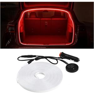 Car Trunk LED Strip Light, 12V 16.4FT Flexible Cuttable Silicone Vehicle Trunk Cargo Area Ambient Light, Waterproof Automotive Cargo Neon Strip Lighting, Universal for Vehicles (Red)