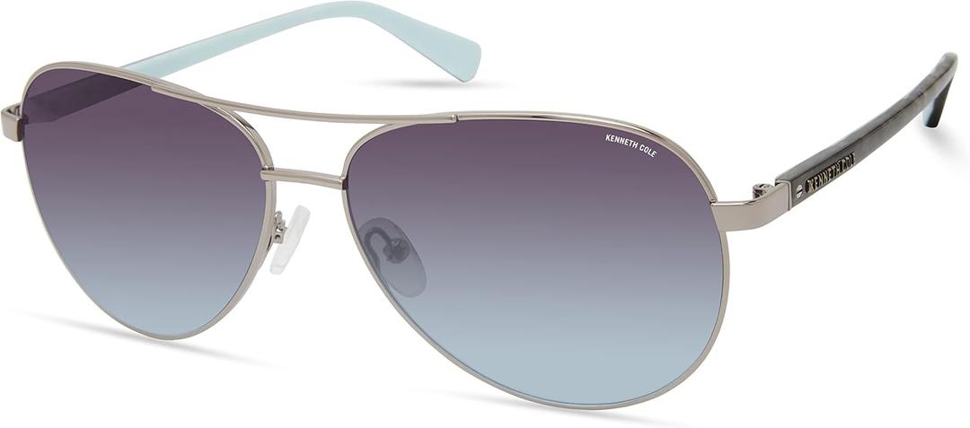 Kenneth Cole womens Pilot Pilot Sunglasses (Shiny Gunmetal / Gradient Blue)