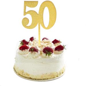 ZHENGYE Gold bling bling Happy Birthday cake topper - 50 Anniversary/Birthday Cake Topper Party Decoration (50th)